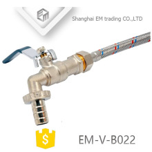 EM-V-B022 High quality steel handle brass bibcock Stainless steel hose connection tap